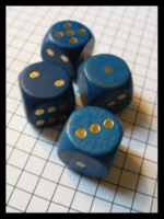 Dice : Dice - 6d - Set of 4 Blue With Gold Pips